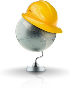 Globe with safety helmet